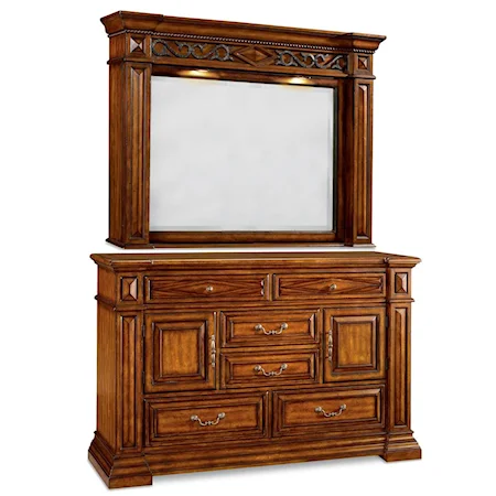 Dressing Chest and Lighted Landscape Mirror Combination